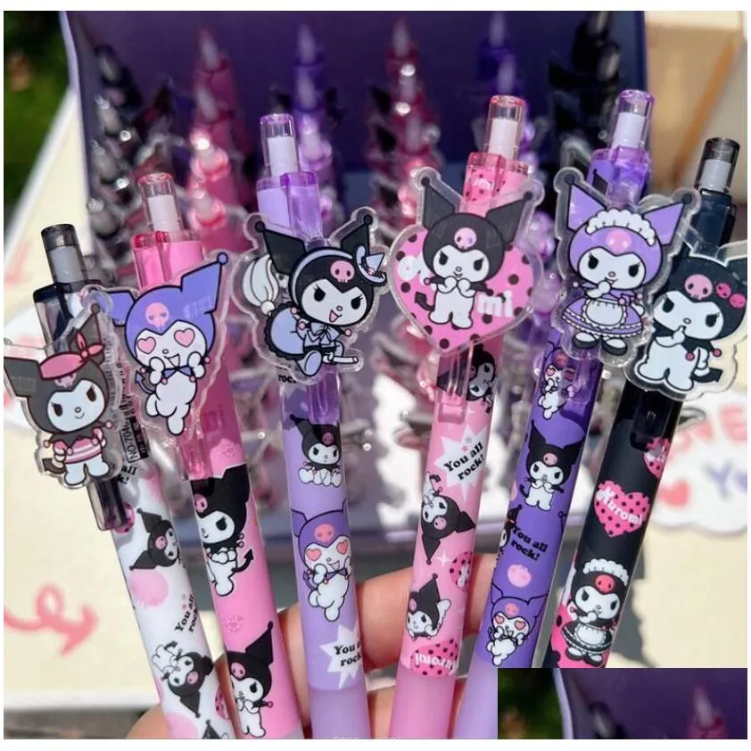 wholesale 48 pcs/set Kawaii cartoon Print Student Black 0.38MM Pen Smooth Writing Supplies school office gift Ballpoint Pen