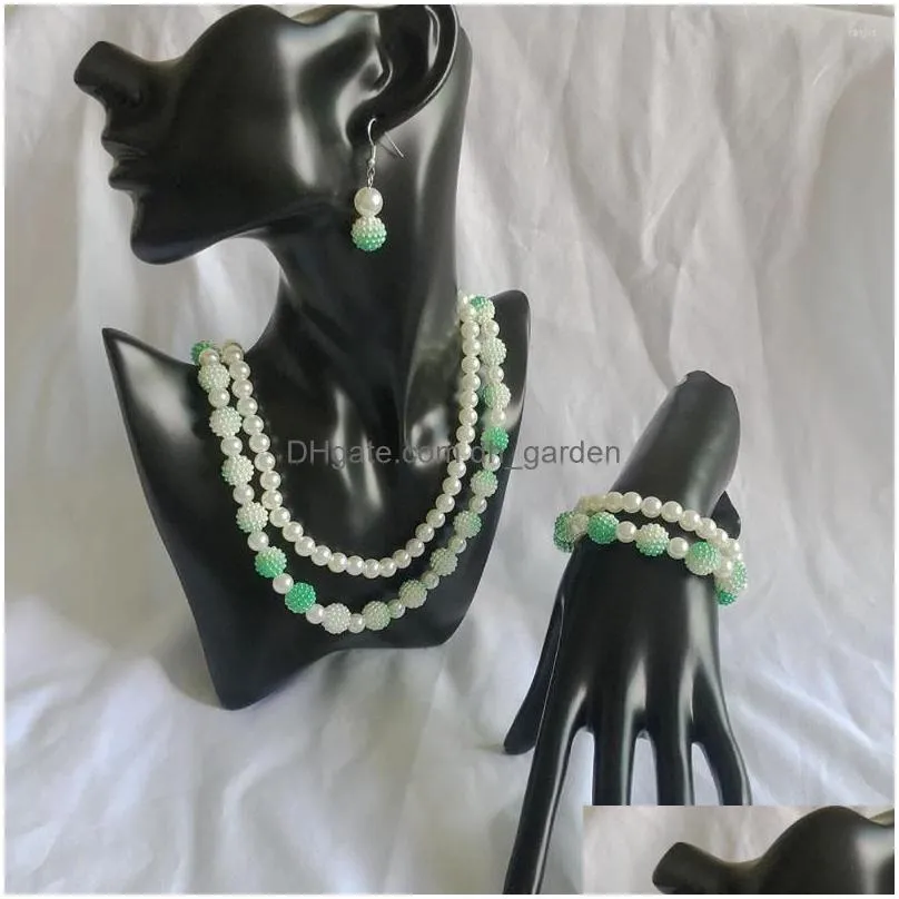 necklace earrings set hand made greek sorority double line white green fashion classic collarbone neck necklace&temperament