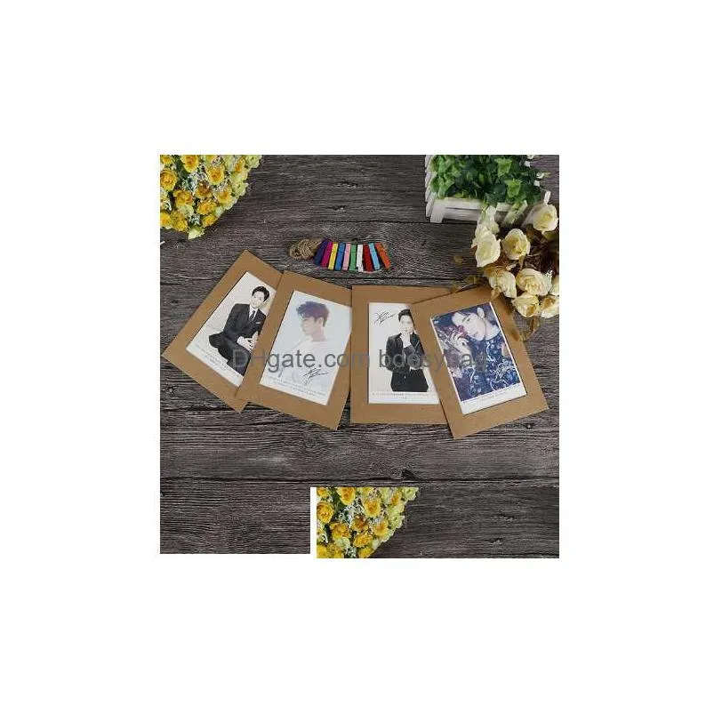 cadre photo frame with clips and rope 3/4/5/6/7 inch wall hanging banner photo frame diy picture album home wedding decoration