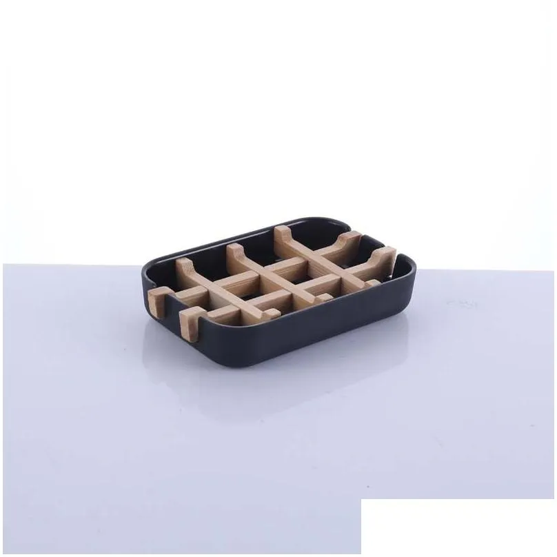 high quality creative modern simple bathroom 13.2x8.5x2.5cm anti slip bamboo fiber soap dish tray holder 5002 q2