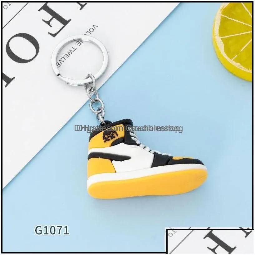 Keychains Fashion Accessories New Style Stereo Sneakers Button Pendant 3D Mini Basketball Shoes Model Soft Plastic Decoration