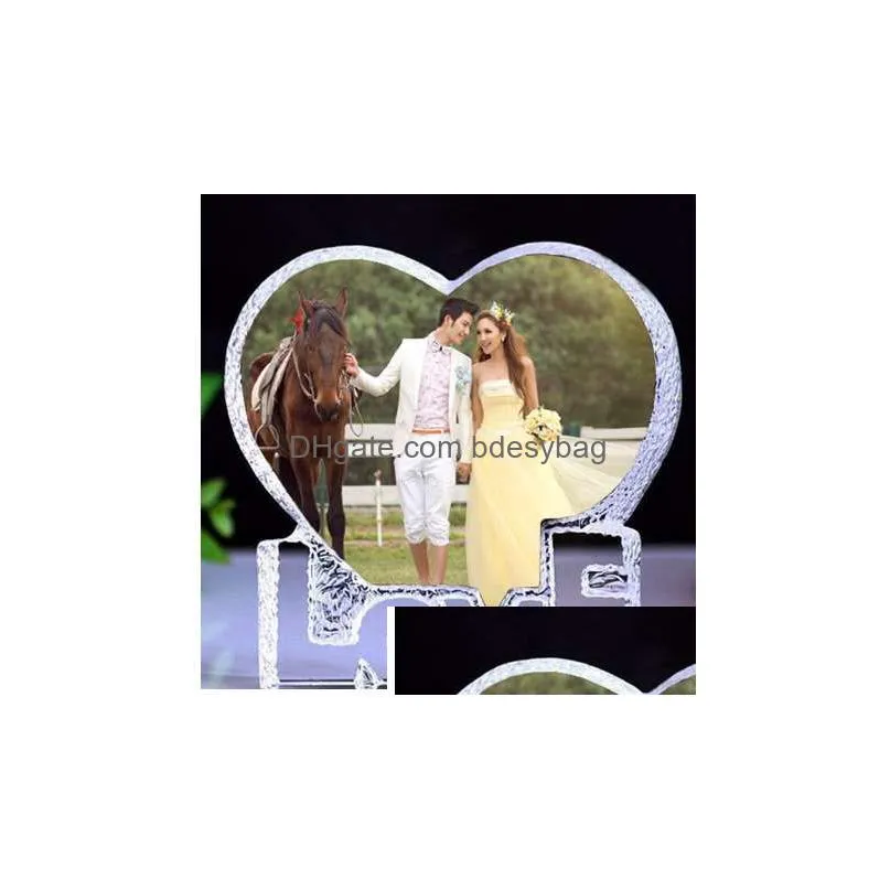 10*10cm souvenirs custom made heart crystal photo frame glass album for pictures frame wedding decoration friends unusual gift