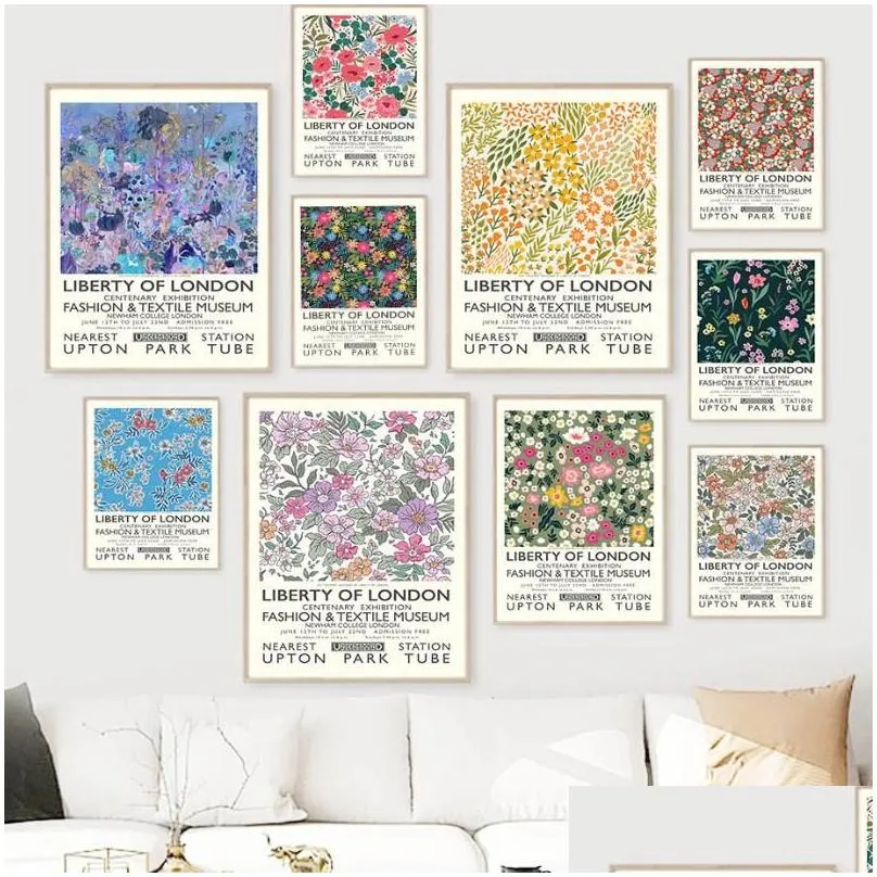 paintings liberty of london colored flowers leaves wall art canvas painting nordic posters and prints pictures for living room decor