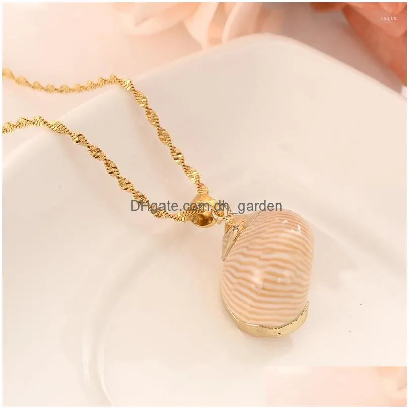 necklace earrings set african png lovely gold pendant earring women party gift conch shell charms girls fine jewelry