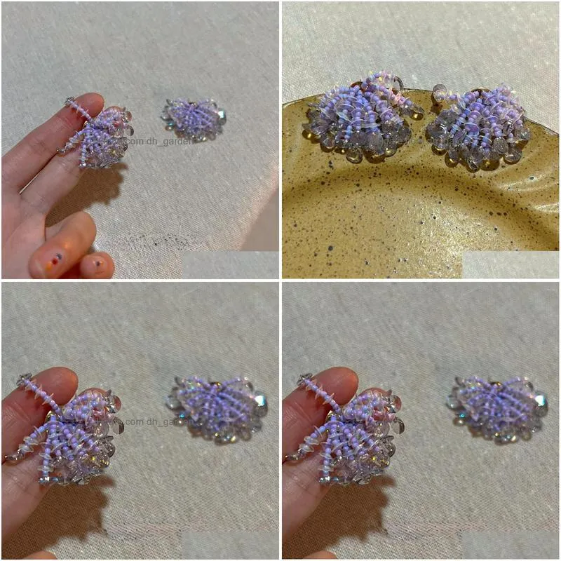 stud earrings super beautiful colorful sequins string bead tassel jellyfish fireworks purple