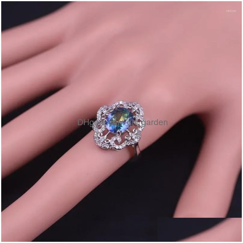 necklace earrings set dubai luxury style rainbow cz 925 silver jewelry ring for women the wish gift your love fast ship