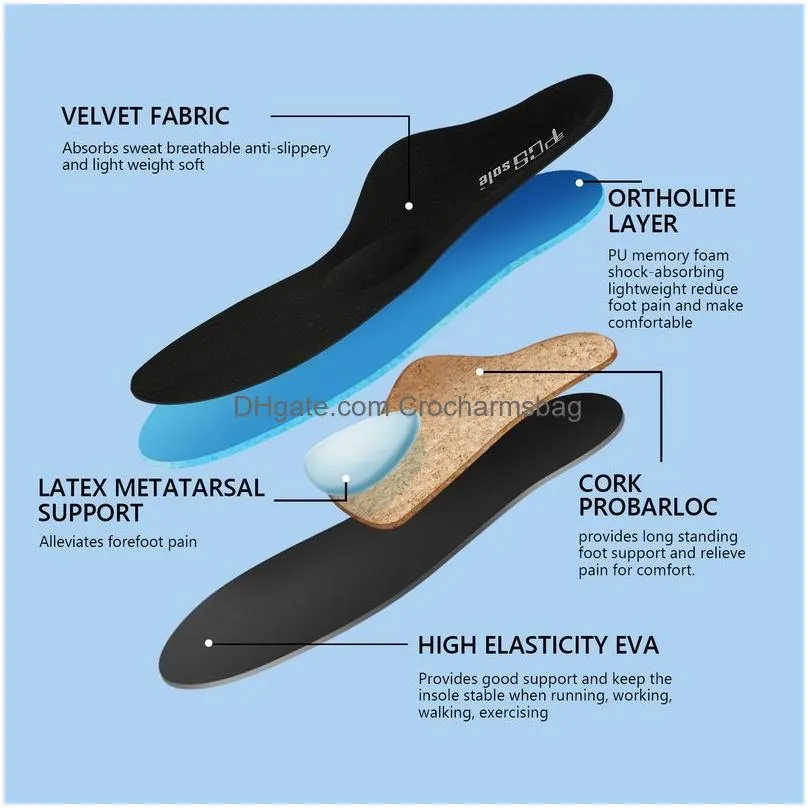 PCSsole Orthopedic Insoles for The Feet Plantar Fasciitis Plascitis Flat Foot Arch Support Height Increase Insole For Men Women 220610