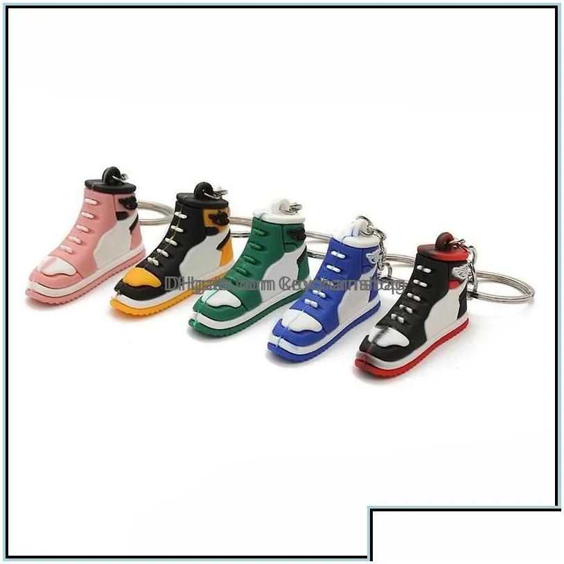 Keychains Lanyards Creative Mini Pvc Sneakers Keychains For Men Women Gym Sports Shoes Keychain Handbag Chain Basketball Shoe Key Ho