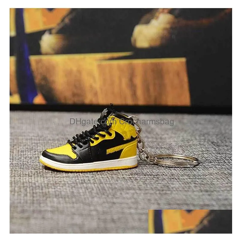 Pure handcraft Mini 3D Stereo Sneaker Keychain Woman Men Kids Key Ring Gift Luxury Shoes Keychains Car Handbag Key Chain Basketball Shoes Key Holder 10
