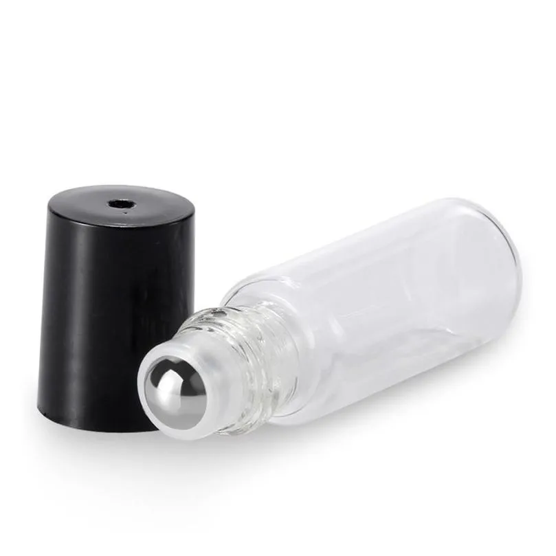 wholesale 5ml roll on bottles with glass/metal ball roller colorful perfume  oil vials thin glass