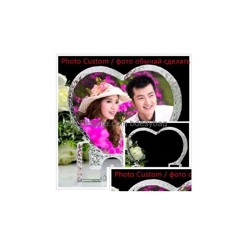 10*10cm souvenirs custom made heart crystal photo frame glass album for pictures frame wedding decoration friends unusual gift