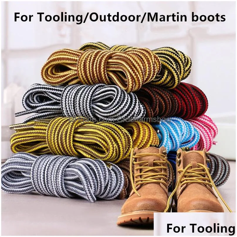 Shoelaces For Martins- Boots- Two-color Striped Polyester Round British Tooling Laces Support Customized length 70CM 90CM 120CM 150CM Colorful Lace 18