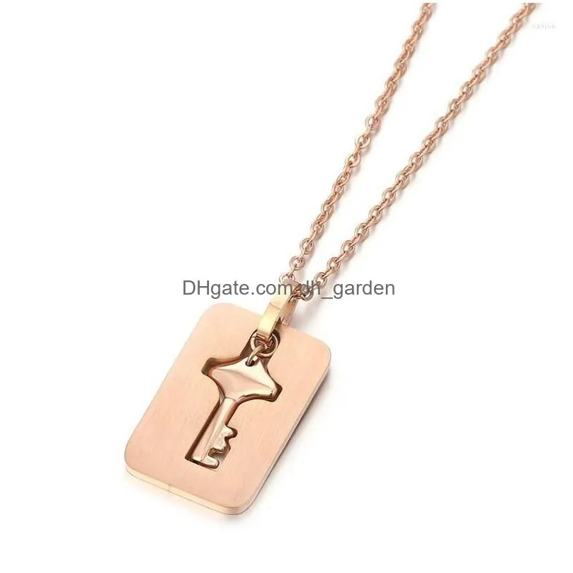 necklace earrings set fashion concentric lock key titanium steel stainless jewelry bracelet couple sets