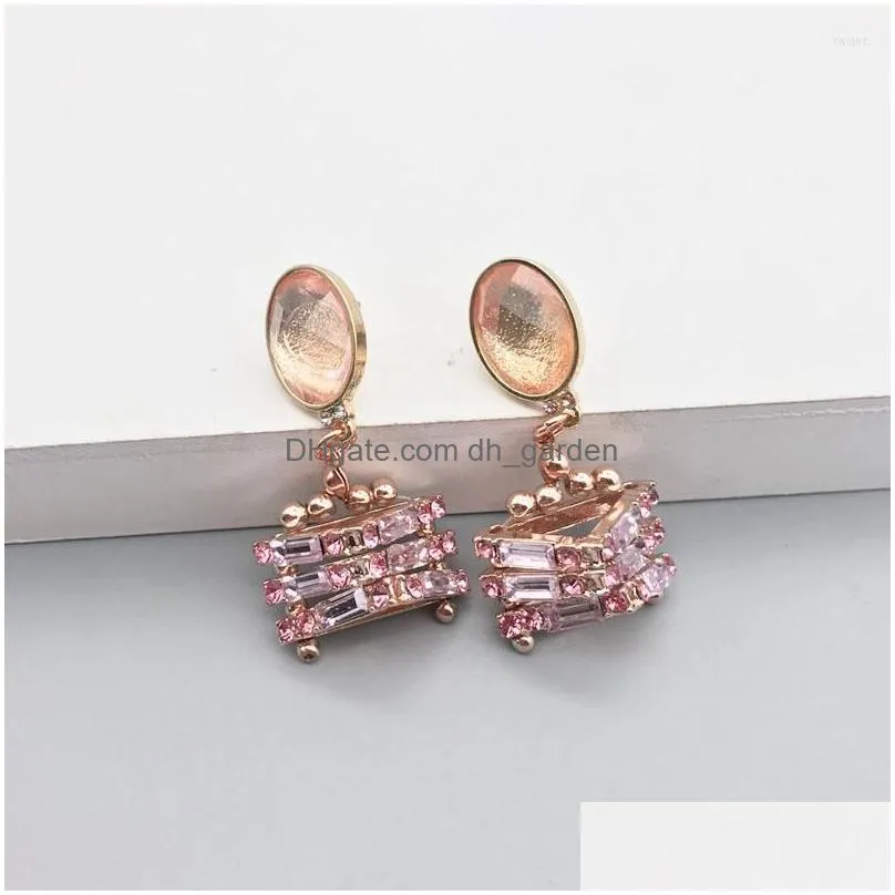 stud earrings 4 colors glass stones gemetric party holiday korea jewelry for women
