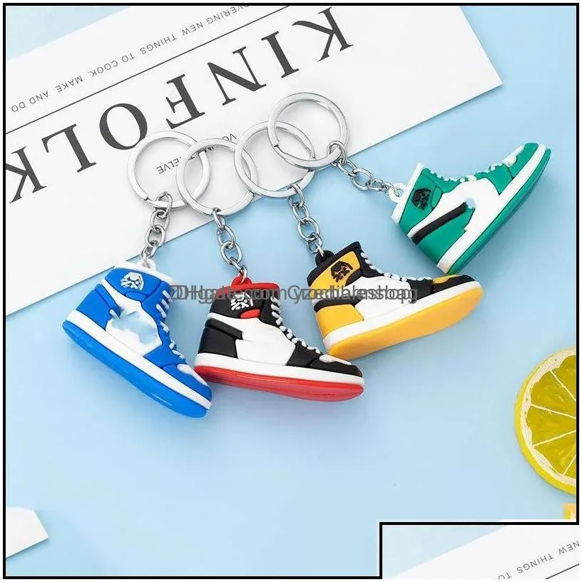 Keychains Fashion Accessories New Style Stereo Sneakers Button Pendant 3D Mini Basketball Shoes Model Soft Plastic Decoration