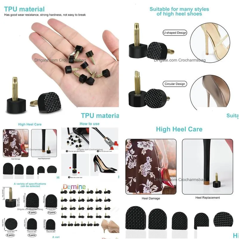 Shoe Parts Accessories 60PcsSet High Heel Stoppers Repair Tips Pins for Women s Heels Protector Taps Dowel Lifts Replacement Care