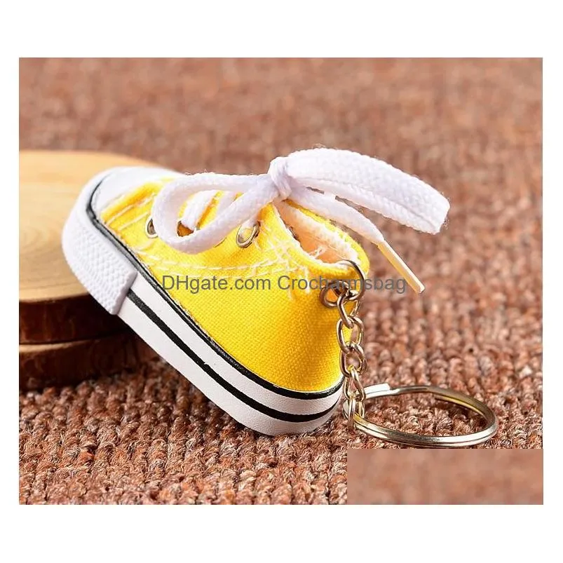 Colorful Women Shoes Key Chains for Lovers Small Canvas Shoes Car Keychain Silver Plated Shoe Keyrings Key Holder c755
