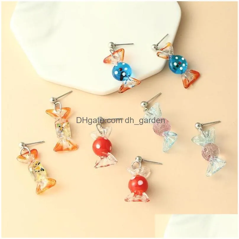 stud earrings creative candy shape cute resin dangle for women girl diy funny fashion simple summer earring jewelry gifts