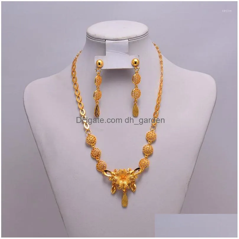 necklace earrings set bridal african for women girl gold bridesmaid dubai wedding bride