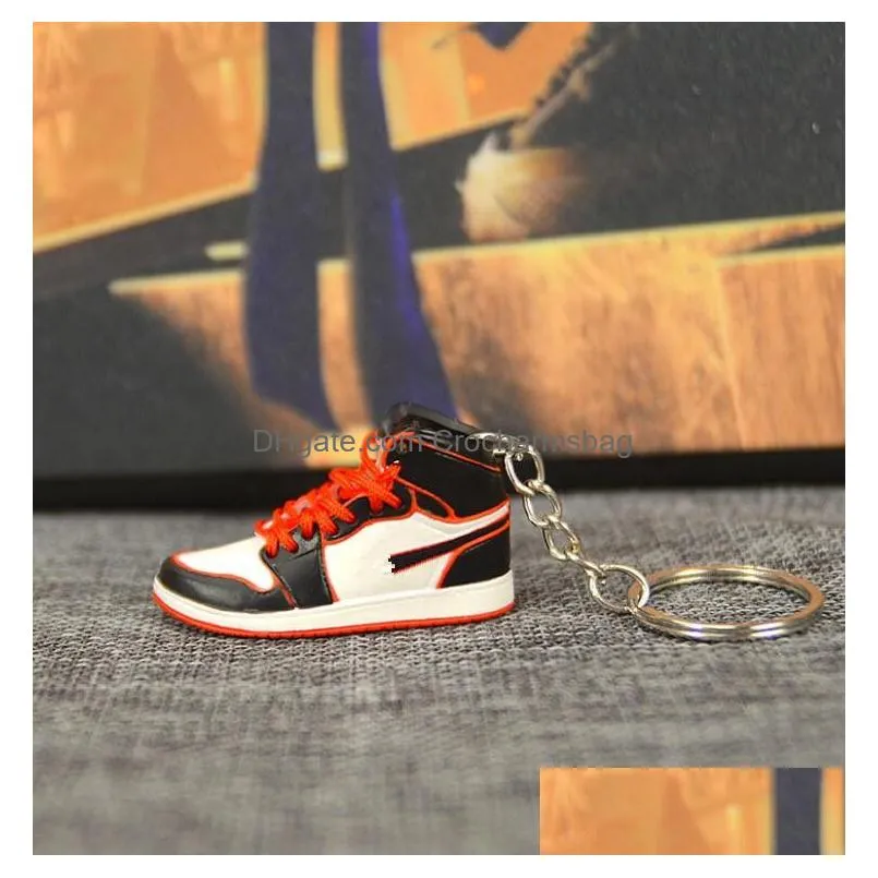 Pure handcraft Mini 3D Stereo Sneaker Keychain Woman Men Kids Key Ring Gift Luxury Shoes Keychains Car Handbag Key Chain Basketball Shoes Key Holder 10