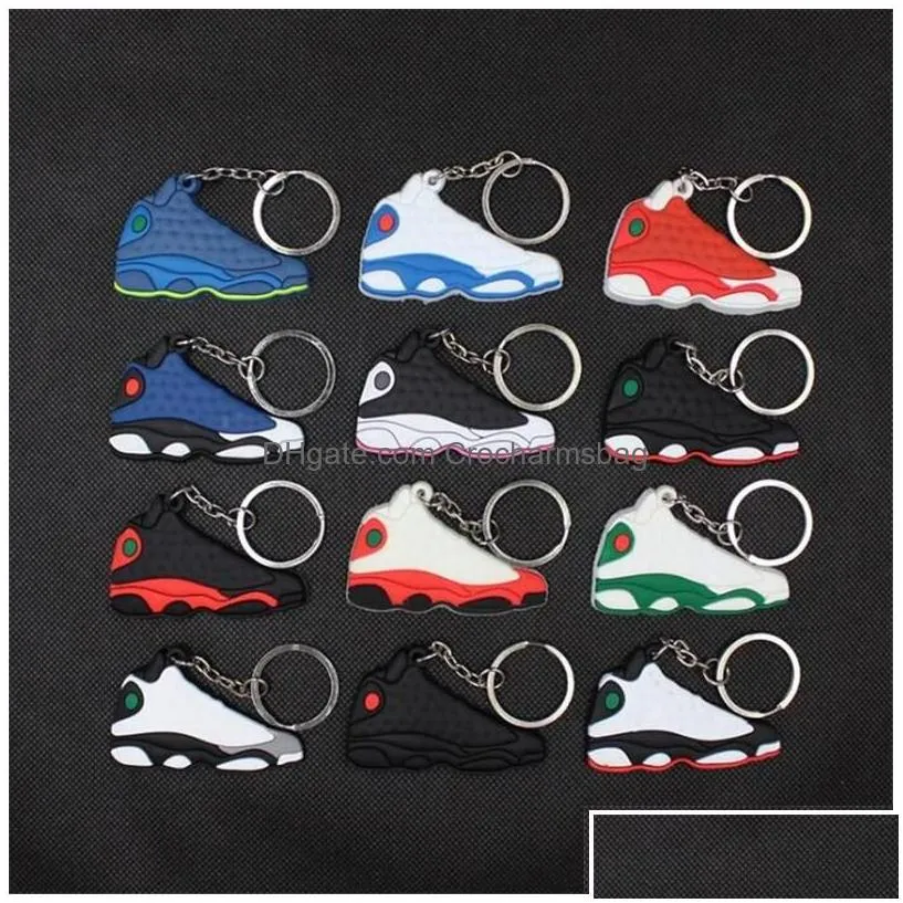 Keychains Lanyards Mini Sile Sneaker Keychain Woman Men Kids Key Ring Gift Designer Shoes Handbag Chain Basketball Holder Drop Del
