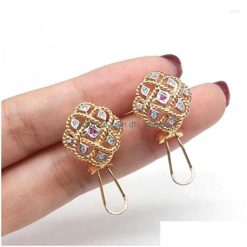 stud earrings hollow daimond shape vintage antique multi zicorn color clover earring for women girl gift flower mujer aretes