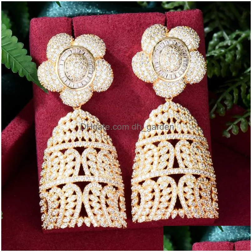 stud earrings siscathy jewelry fashion drop for women trend luxury cubic zirconia flower hanging earring wedding party