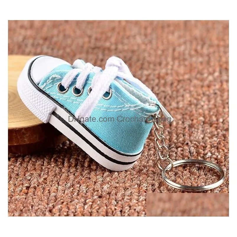 Colorful Women Shoes Key Chains for Lovers Small Canvas Shoes Car Keychain Silver Plated Shoe Keyrings Key Holder c755