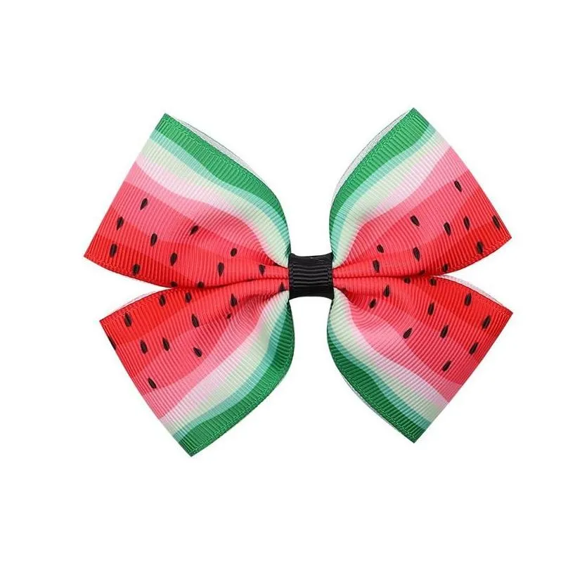 6 colors watermelon printed bows hair clips hair accessories baby girls grosgrain ribbon hairpins barrettes kids gifts