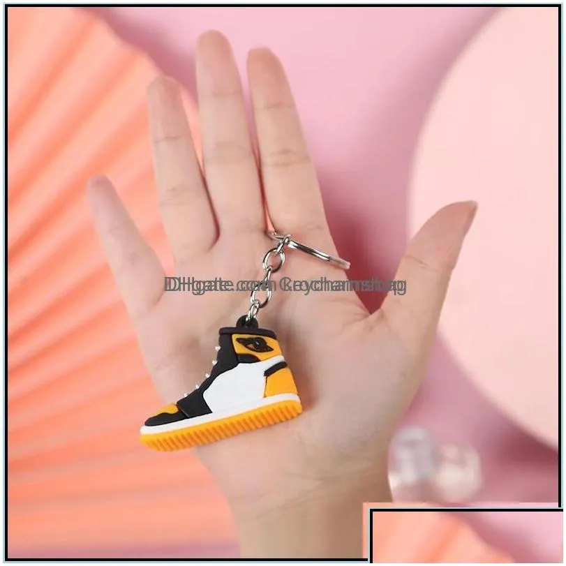 Keychains Lanyards Creative Mini Pvc Sneakers Keychains For Men Women Gym Sports Shoes Keychain Handbag Chain Basketball Shoe Key Ho