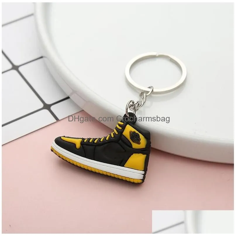 6 Colors Designer Mini Silicone Sneakers Keychains Men Women Kids Key Ring Gift Shoes Keychain Handbag Chain Basketball Shoe Key Holder Bulk