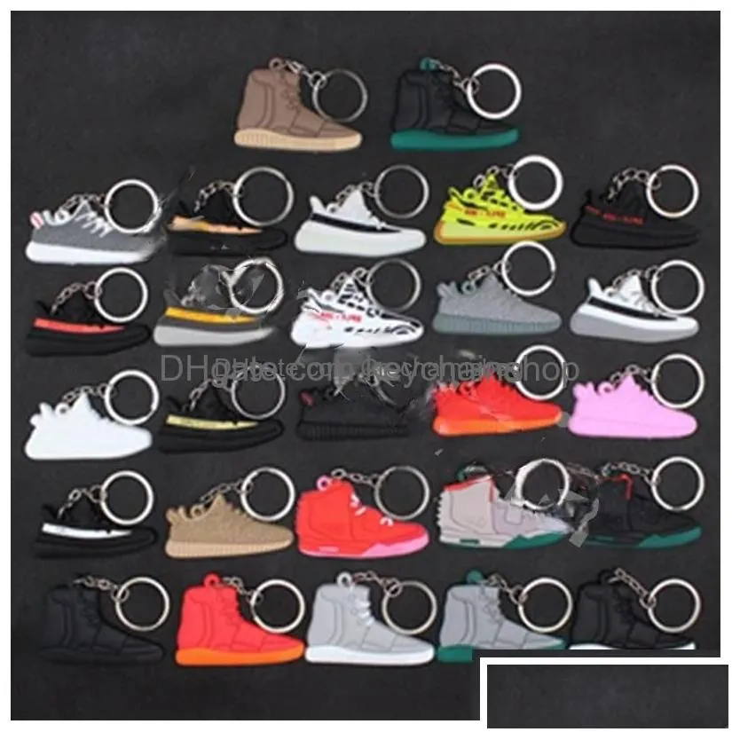 Keychains Lanyards Wholesale Designer Mini Sile Sneaker Keychain Men Women Kids Key Ring Gift Shoes Handbag Chain Basketball Shoe