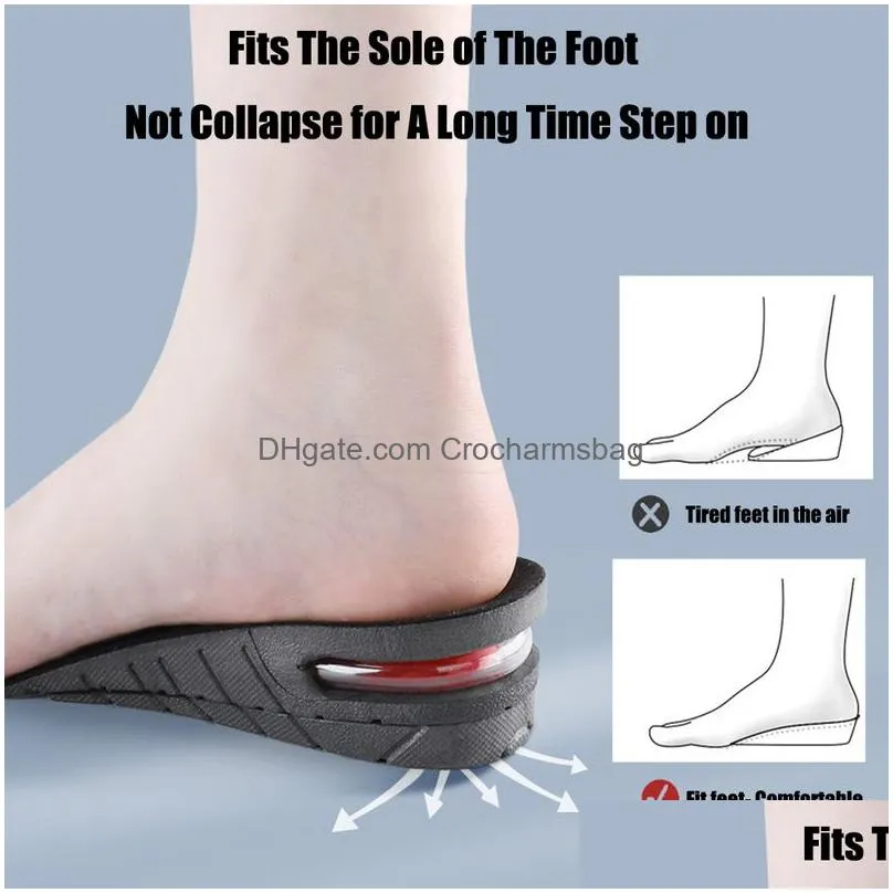 Height Increase Half Shoe Insoles Heel Insert Sports Shoes Pad Cushion Arch  Support Unisex 2-5