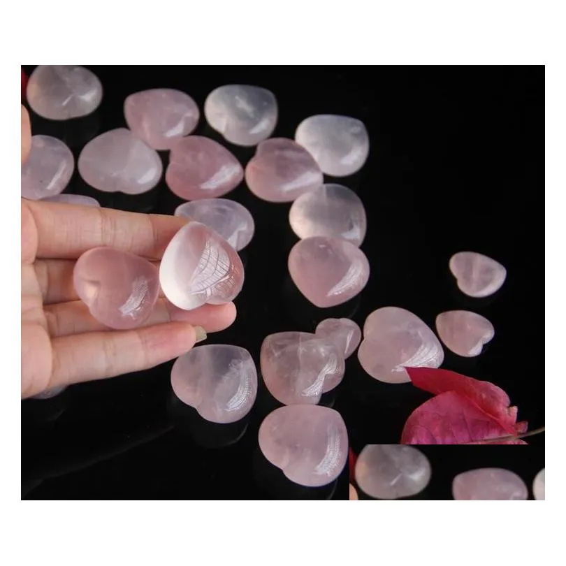 valentines day natural rose quartz heart shaped pink crystal carved palm love healing gemstone lover gife stone crystal heart gems