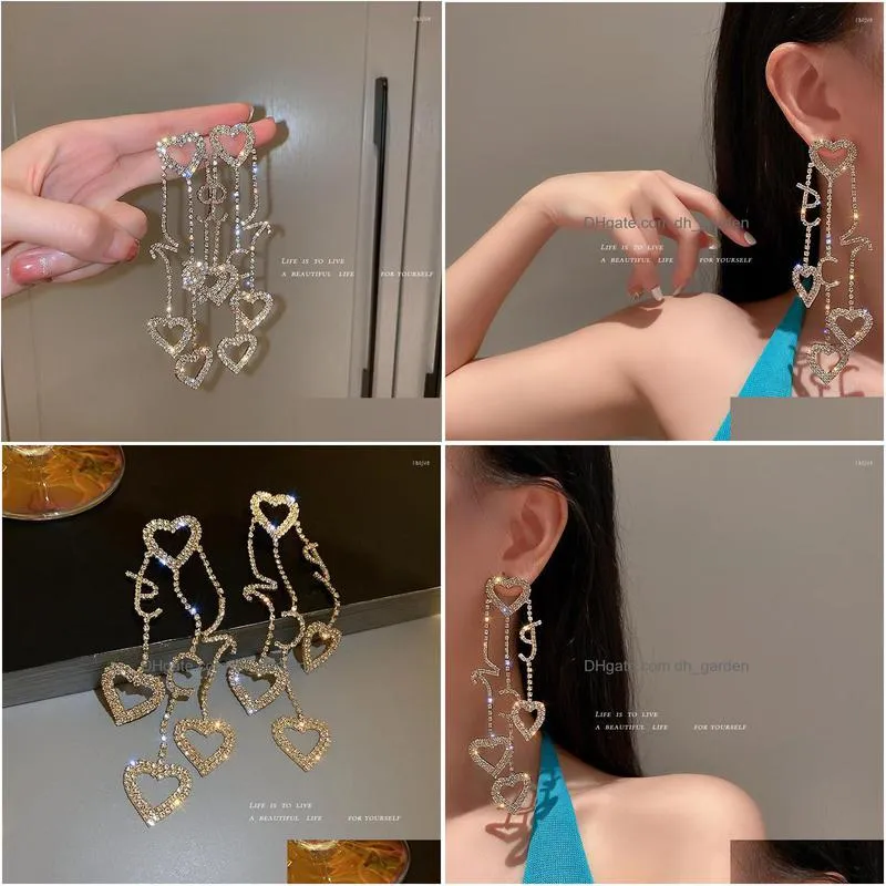 stud love earrings long pendant korea fashion trendy personality exquisite design for women jewelry wholesalestud