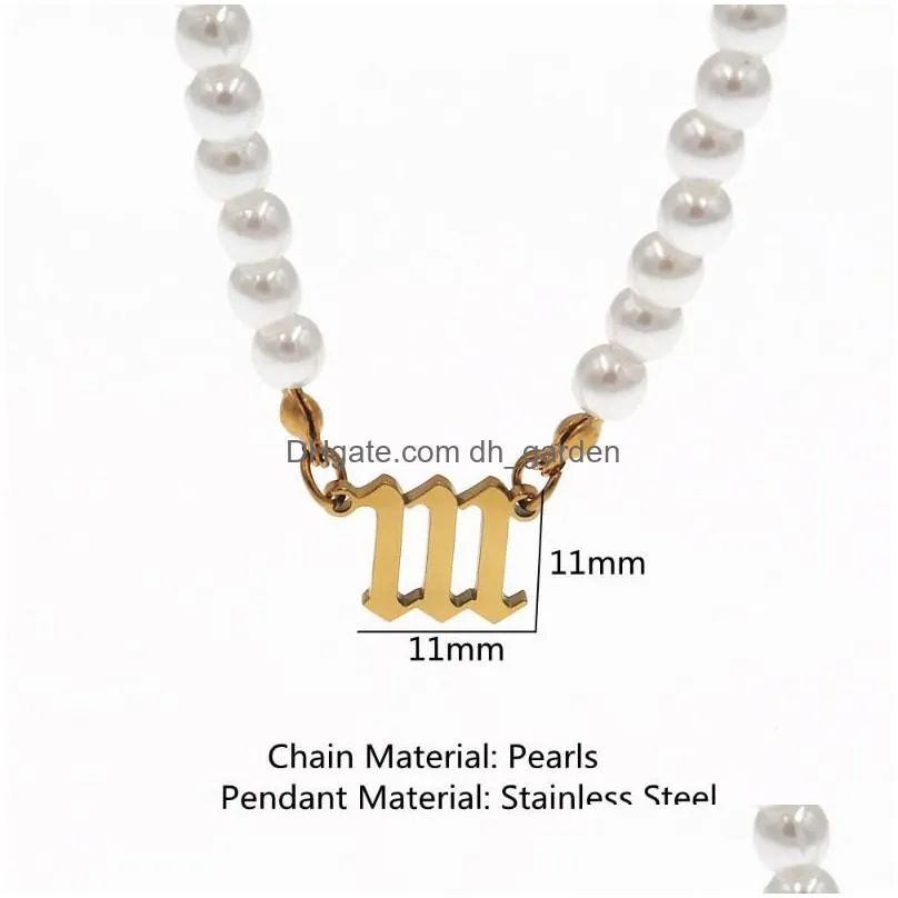 chains 10 pcs simulated pearl clavicle necklaces for women girl angel number 444 888 999 666 numerology jewelry devil necklace