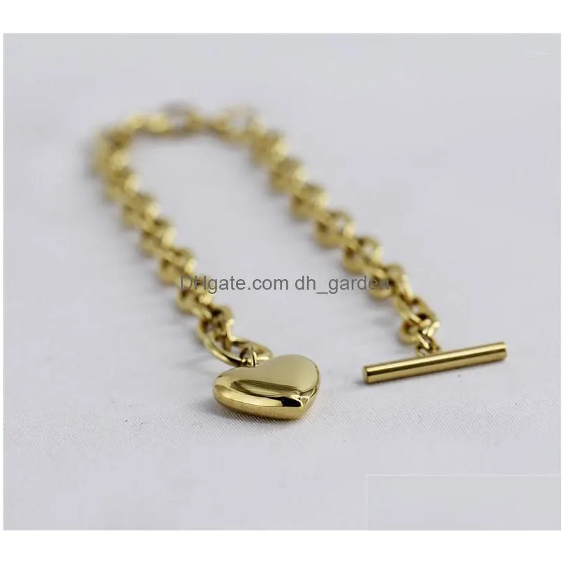 necklace earrings set 316l stainless steel elegant to buckle peach heart love pendant thick chain bracelet earring women`s jewelry