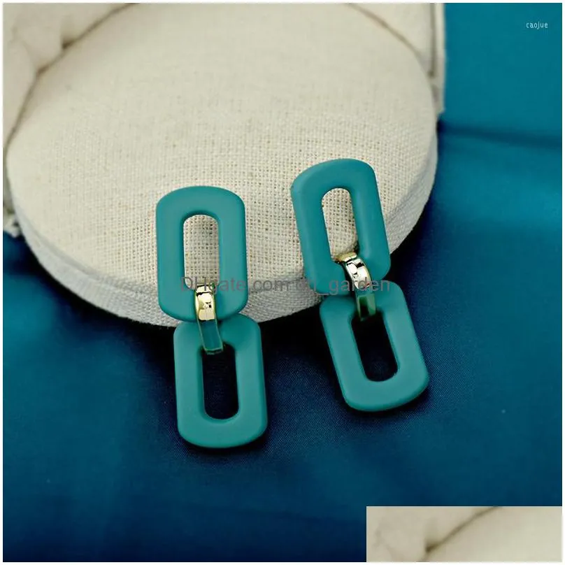 stud earrings exaggerated geometric rectangle acrylic women`s simple style sheet 925 silver needle