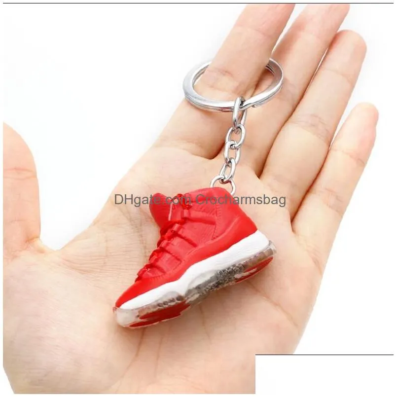 Creative 3D Mini Sneaker Shoes Keychains Men Women 17 Styles Soft PVC Basketball Sports Shoes Key Chain Bag Car Keyrings Pendant