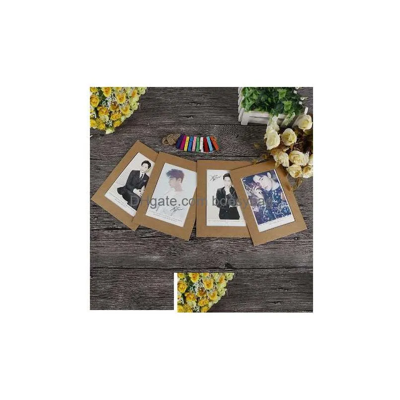cadre photo frame with clips and rope 3/4/5/6/7 inch wall hanging banner photo frame diy picture album home wedding decoration