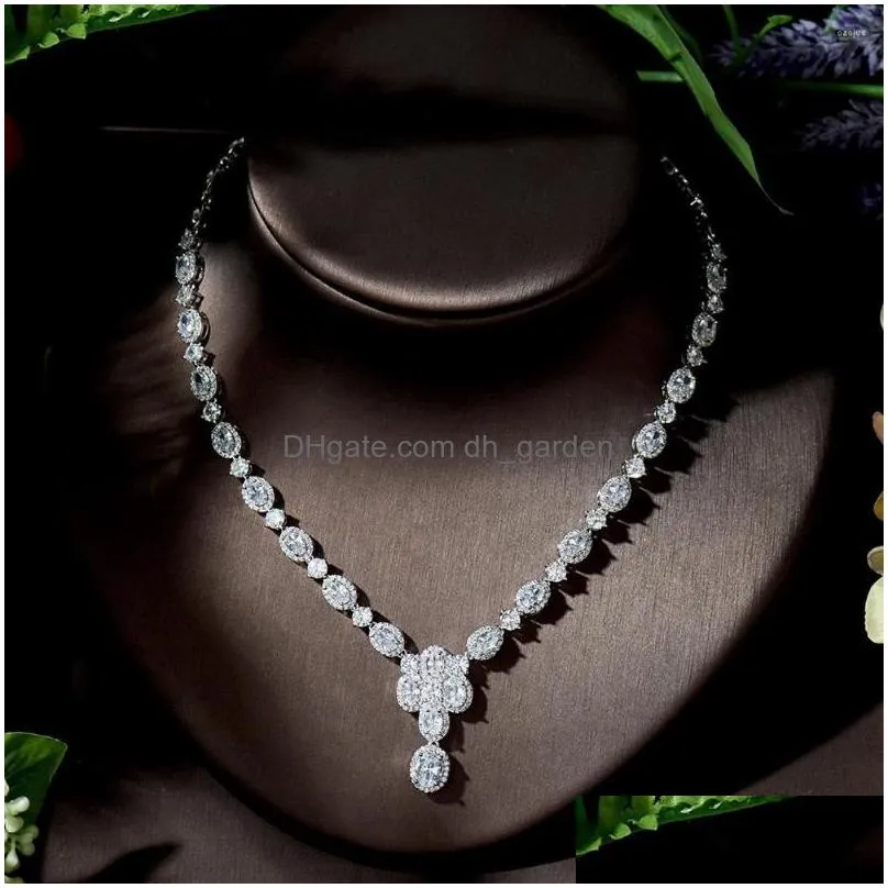 necklace earrings set hibride beautiful water drop cz women fashion jewelry bridal weeding parure bijoux femme mariage n-1358