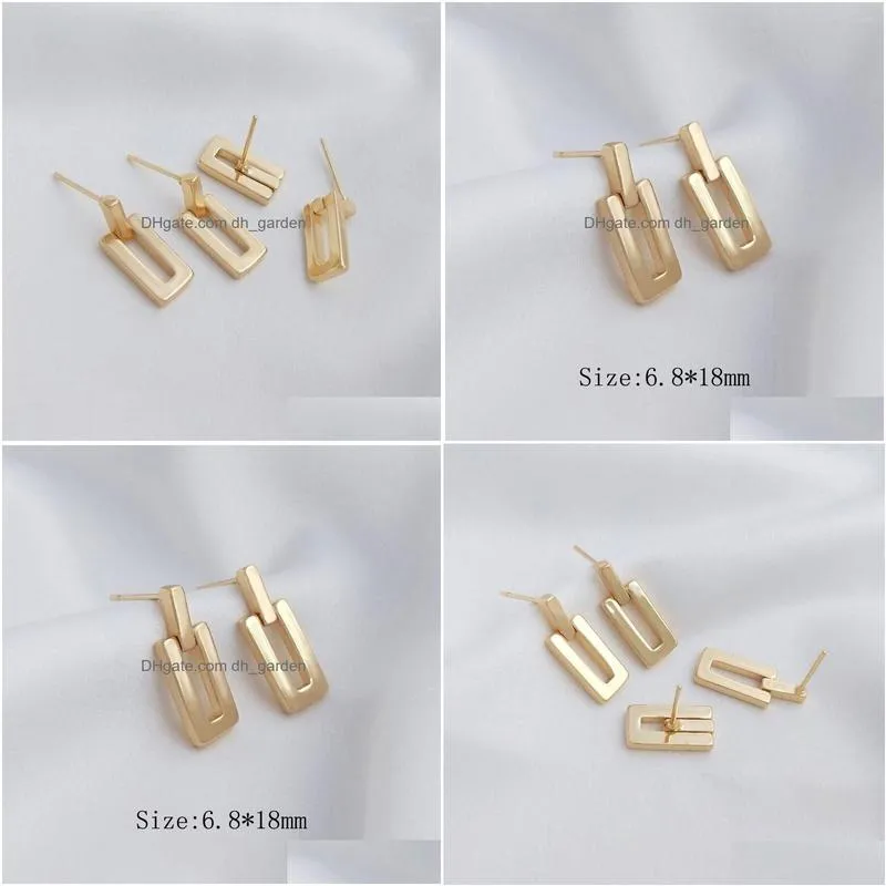 stud earrings 4pcs 6.8 18mm 14k gold plated for women rectangle fashion ear studs charms jewelry making diy brass accessories