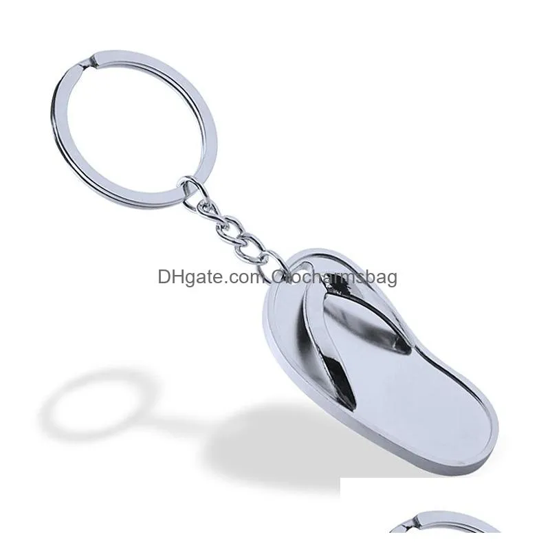 Fashion Simple Key-chain Shoe Flip Flops Slipper Loafer Keychain Jewelry Unique Design Fashion Keyring Gift Key Chain Ring