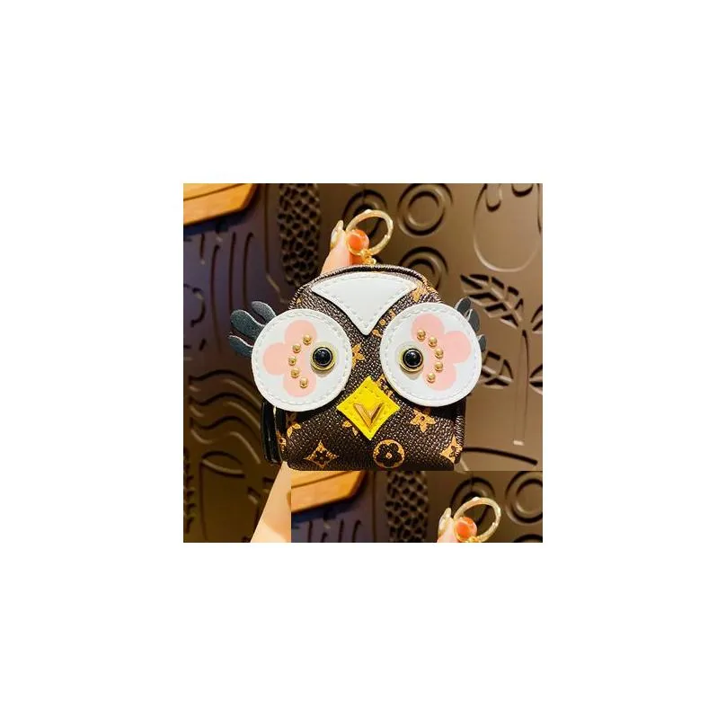 party favor old flower owl coin purse creative cartoon mini cute bag key chain car bag pendant small gift