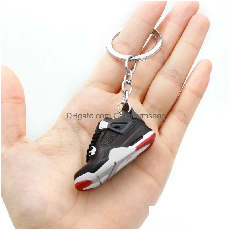 17 Styles Sneaker Shoes Keychains Men Women Creative 3D Mini Soft PVC Basketball Gym Shoes Key Chain Bag Car Keyrings Pendant