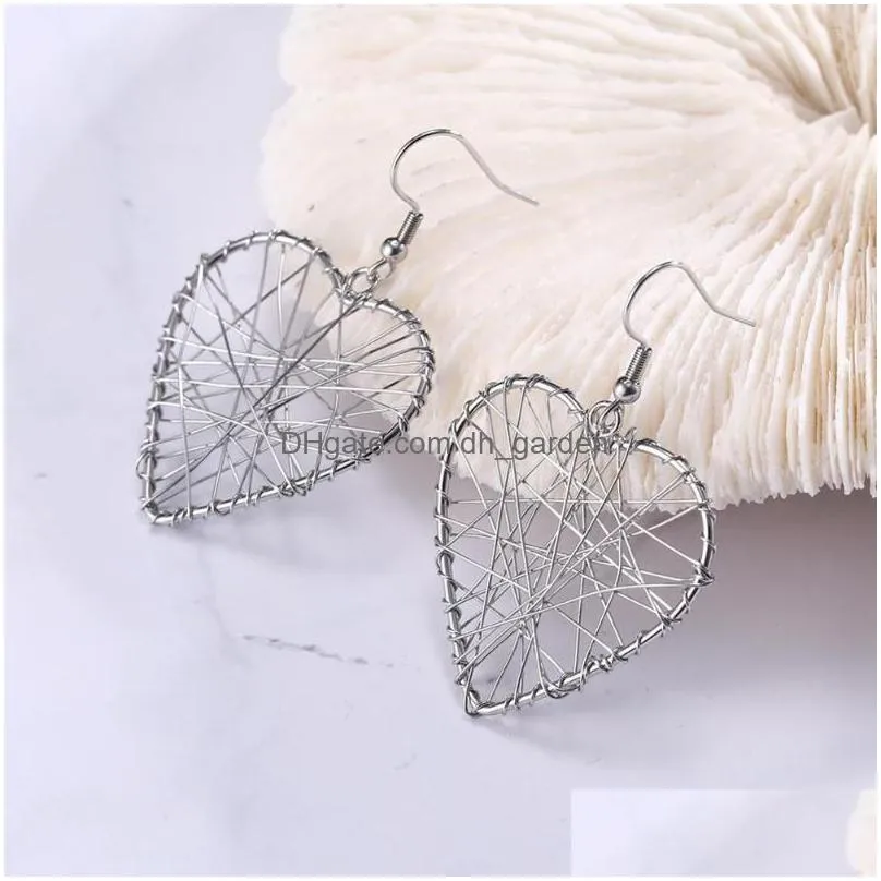 necklace earrings set skyrim fashion korean heart jewelry for women stainless steel pendant big drop earring gift wholesale