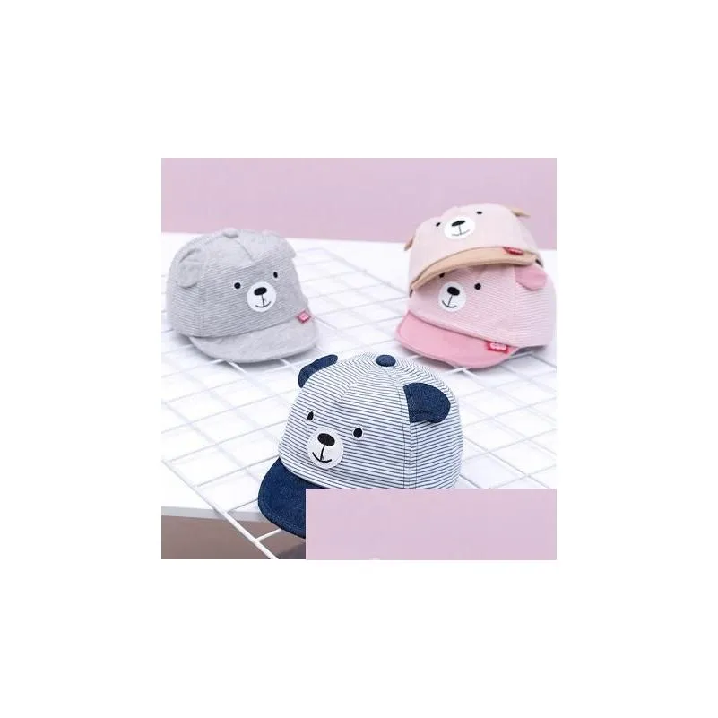  cartoon bear children hat spring summer baby adjustable baseball cap cotton bron caps soft sunhat baby accessories 3-12m gb111