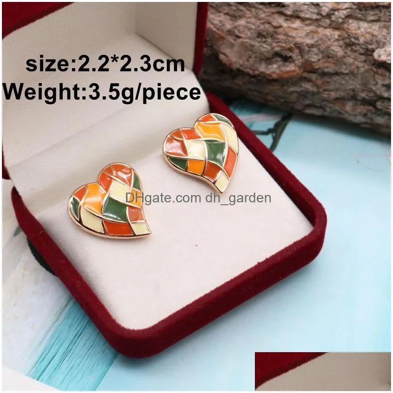 stud earrings temperament geometry earring dripping oil painting love round colorful party brincos accessories