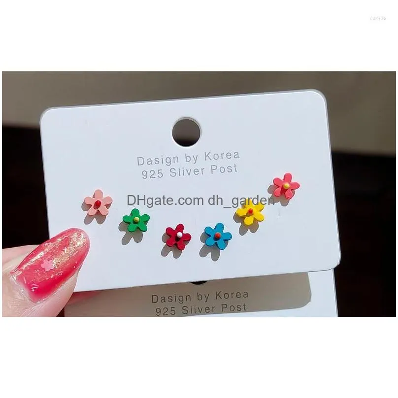 stud earrings summer all-match colorful daisy flower geometric set ear studs for women korean simple light luxury butterfly jewelry