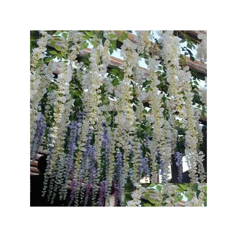 Glamorous Wedding Ideas Elegant Artifical Silk Flower Wisteria Vine Decorations 3 forks per piece more quantity more beautiful